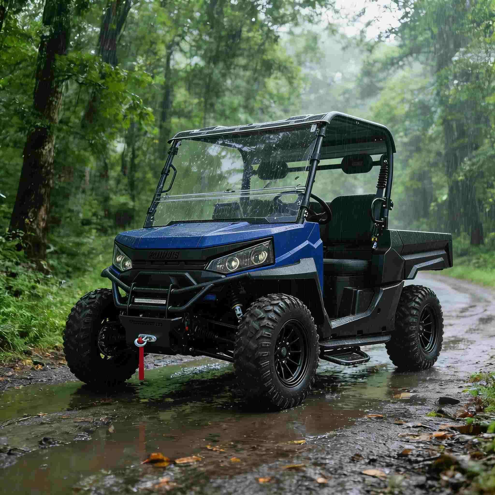 Elektrisk UTV 4WD för jakt 20KW Peak Power 1000kg Bogsering